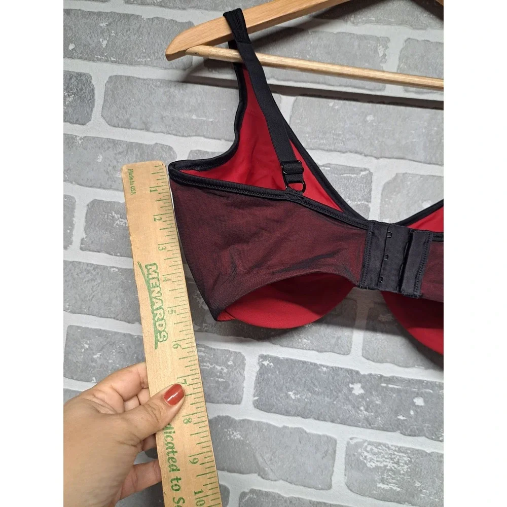 Lilyette Black‎ Red Lace Underwire Bra Women's Intimates Size 38DDD